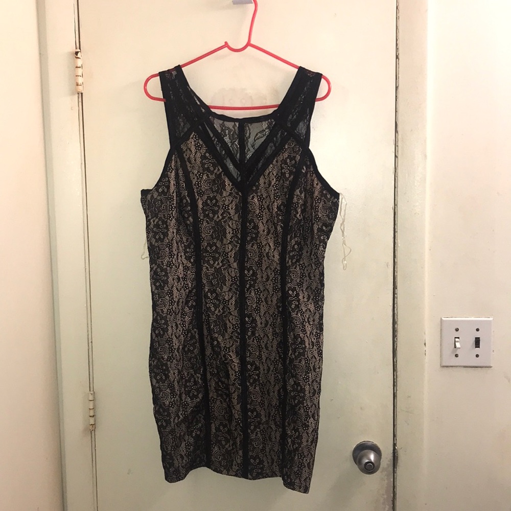 Lace Nude & Black Bodycon Dress Charolette Rouse
